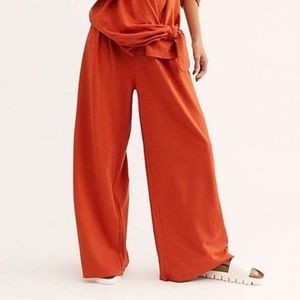 Free People Beach Lax Orange Wide Leg Trouser S